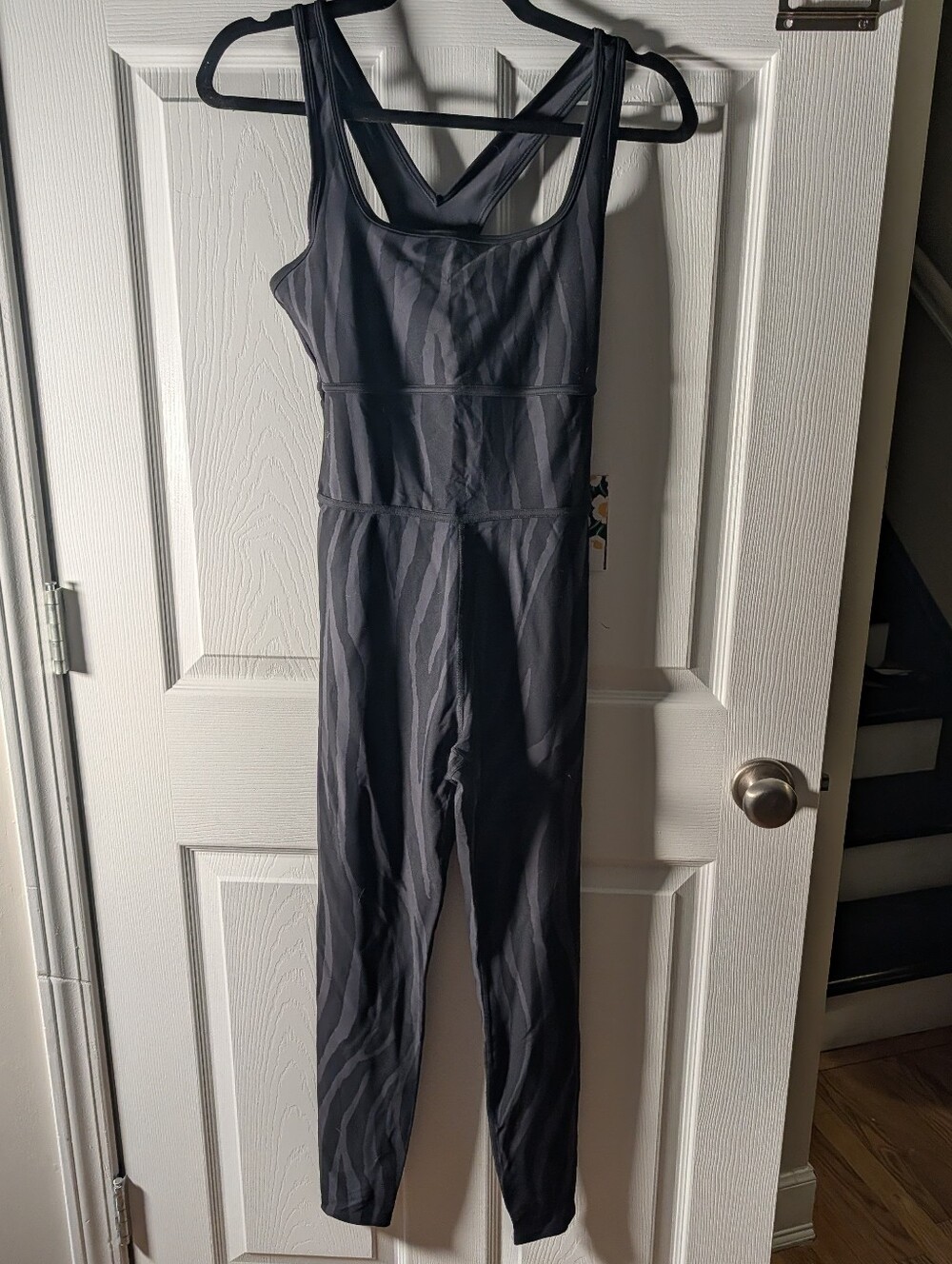 DVF Diane von Furstenberg Target Zebra Print Athletic Jumpsuit Black Small NWT